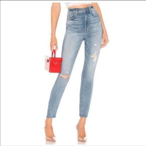 GRLFRND Denim Skinny Jeans Kendall Say You Will Light Wash Size 26 Blue Distress - Picture 1 of 13